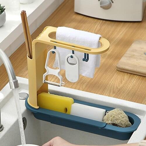 Drain Rack Household Expandable ABS Adjustable Telescopic Sink Holder for Home