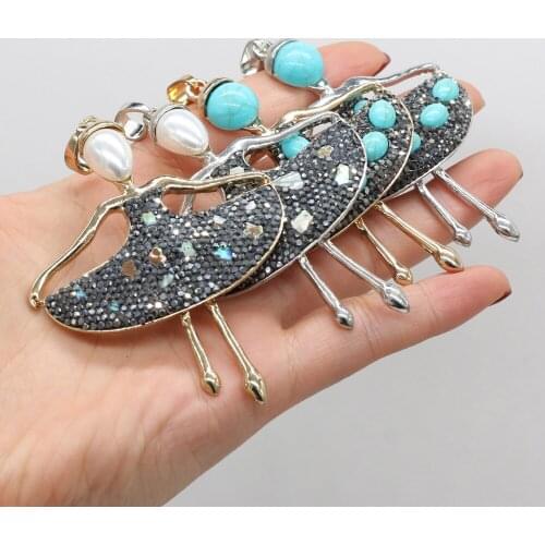 Vintage Natural Stone Charms Rhinestone Dancing Ballerina Dancer Ballet Girl Dance Pendant for Jewelry Making DIY Necklace Gift