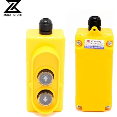 Yellow Color 2 Buttons 2 Motions Up and Down Waterproof Pendant Rainproof Push Button Station with Cable Gland