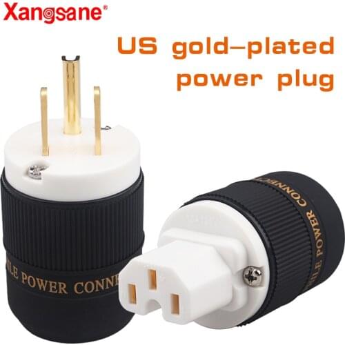 Xangsane P-04G white mouth US gold-plated set of audio power plug amplifier decoder connection plug power cable accessories