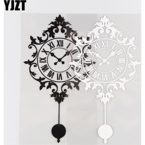 YJZT 10.2×18.2CM Art Cartoon Clock Decoration Vinyl Decal Car Sticker Modern Creative Black/Silver 4C-0286
