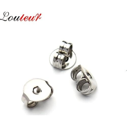 LOULEUR 100pcs/lot 4.5x5mm Stainless Steel Earring Backs Stud Earrings Posts Backs Fittings Earrings Stoppers for Jewelry Making