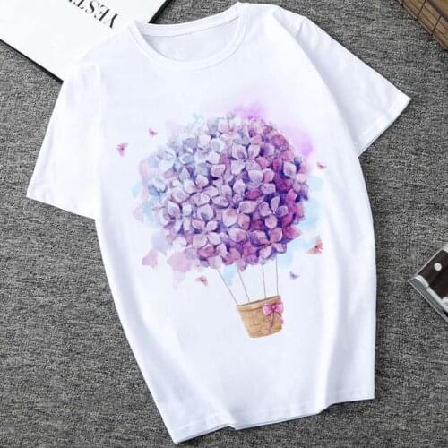 2020 Summer Fashion T Shirt Women O-neck Flower Print Tshirt Tops Harajuku Vintage T-shirt 90s Aesthetic Floral Graphic T Shirts