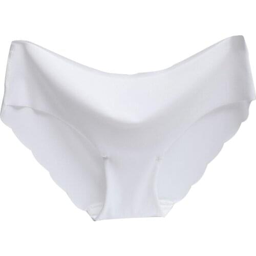 Womens Panties Female Solid Color Ice Silk Seamless Panty Low Waist Briefs Underwear Ladies G String Panty 12 Colors Plus Size