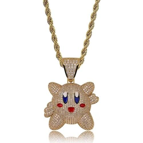 Lucky Sonny Lovely Cartoon Pendant Necklace CZ Iced Bijoux Hip Hop Bling Jewelry Necklaces Punky Rock Joyas For Party Gifts
