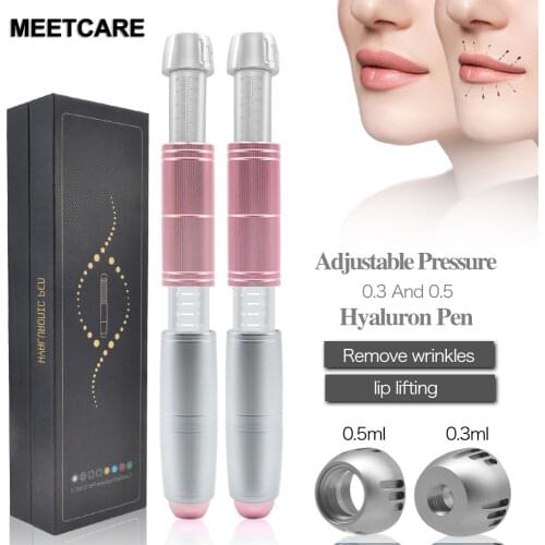 0.3&0.5 Heads Pink Hyaluron Pen with 3 Levels Adjust Pressure Hyaluronic Acid Pen for Anti Wrinkle Lip Lifting Meso Gun Injector