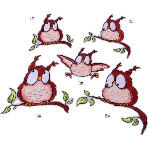 1pcs Lovely Owl Birds Animal Patches Iron On Embroidered Animal Applique Cute Fabric Patch Clothes Bags DIY Decoration Patches