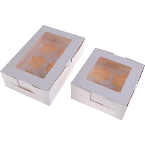 1pc/5pcs Kraft Paper Cupcake Packing Box with Window Cardboard Cake Muffin Cookies Candy Box 2/4/6 Cavities Party Favors