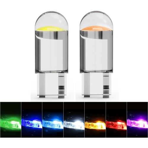 10PCS T10 W5W WY5W LED Bulb 168 501 2825 COB Auto Wedge Parking Light Side Door Bulb Instrument Lamp 6000K Acrylic Transparent