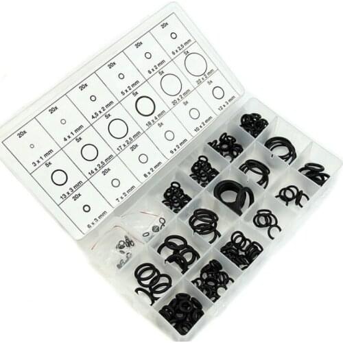 225pcs/set Rubber O Ring O-Ring Washer Seals Watertightness Assortment Different Size With Plactic Box Kit 50Set