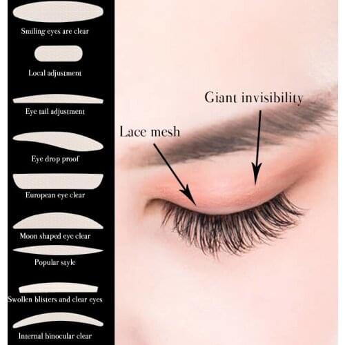 30/48Pcs Invisible Double Eyelid Stickers Breathable Mesh-Lace Transparent Waterproof Sweatproof Long Lasting Eyelid Tools
