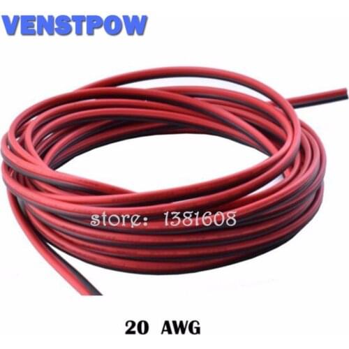5M/Lot Red Black 2Pins 20AWG LED Extension Thinned Copper Wire Cable with wire cross-section 0.5 PVC Insulated Wire for Car