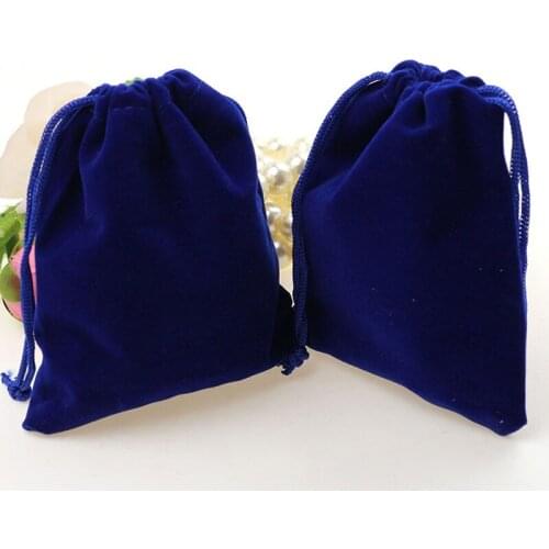 7*9cm 20pcs Royal Blue Jewelry Velvet Bags For Packing Gifts Handmade Diy Women Jewellery Pouches Flannel Bag Drawstring Bag