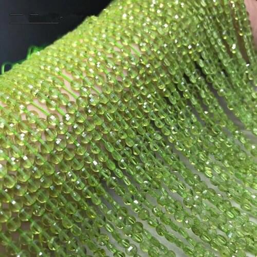 AAAA LOOSE BEADS green Peridot coin faceted 3*4/5mm Wholesale for DIY jewelry necklace 36cm