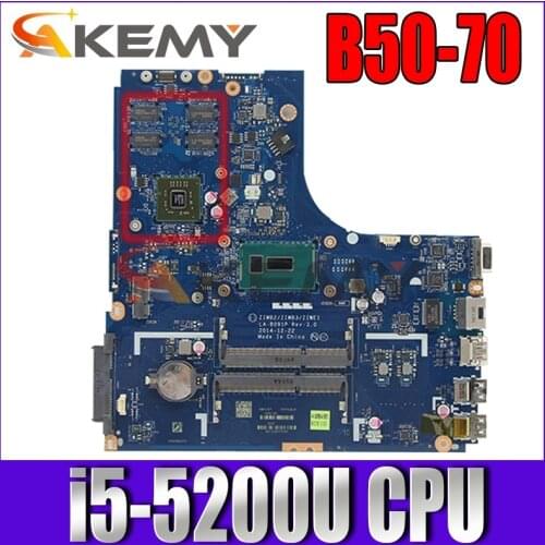 Akemy ZIWB2 ZIWB3 ZIWE1 LA-B091P For lenovo B50-70 Laptop motherboard SR23Y i5-5200U