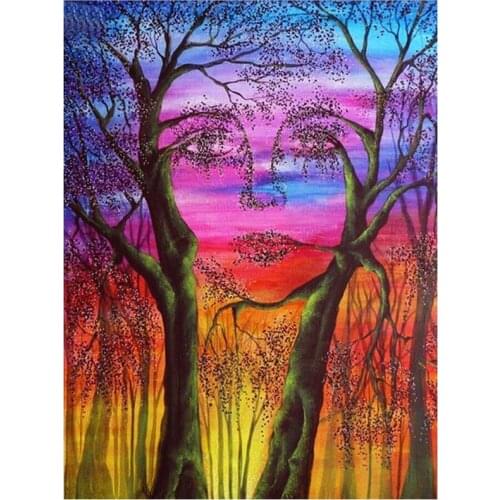 Diamond Embroidery Landscape abstract Lady Face 5D Diy Diamond Painting fantasy Tree Full Square round Drill Wall StickerZP-2406