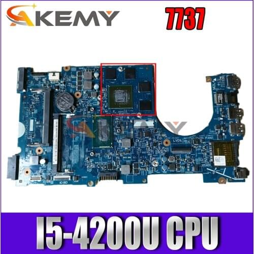 Free shipping For Inspiron 7737 Laptop motherboard CN-02D5TK 02D5TK 2D5TK 12309-1 With SR170 I5-4200U CPU 100% full Tested
