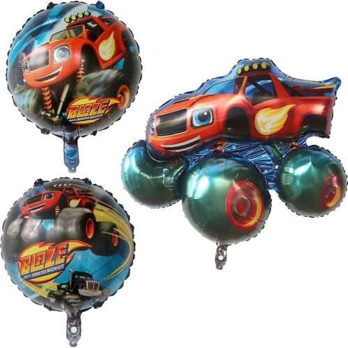 1pc Large Cartoon Blaze Car Foil Balloons Baby Shower Happy Birthday Party Decorations Inflatable Helium Air Globos Kids Toys