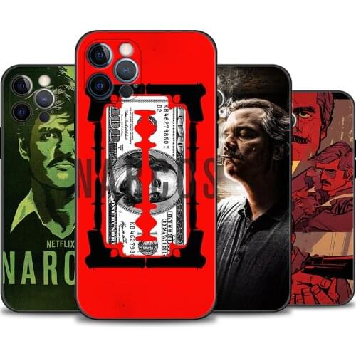 Phone Para For iPhone 12 11 Pro Max XR XS X 7 8 6 6S Plus SE Cover Black Case Soft Capa Narcos TV series Pablo escobar