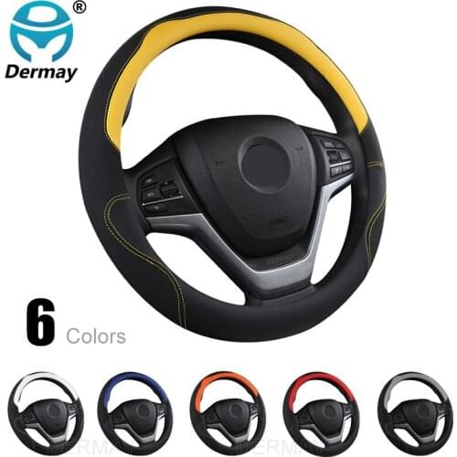 DERMAY Steering Wheel Cover Leather 6 Colors For BMW E90 E39 E46 F30 F31 F32 F34 F80 E36 E93 E92 E91 Auto Accessories