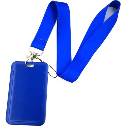 Pure Dark Bule Color Key lanyard Car KeyChain ID Card Pass Gym Mobile Phone Badge Kids Key Ring Holder Jewelry Decorations