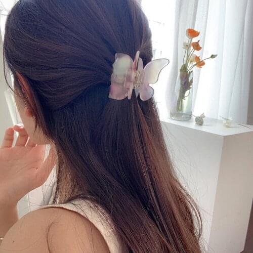 Geometric Hair Clip For Bathing Styling Tools Hair Claw For Thin Hair Girls Hairgrips Butterfly Clip Resin Sweet Hairpin