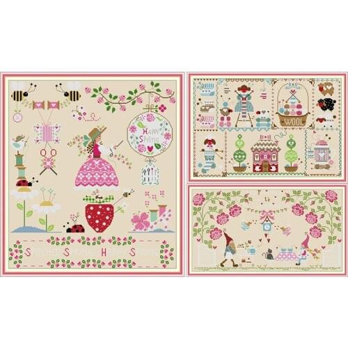 Joy Sunday Weave Girl Patterns Counted Cross Stitch Kit 11CT14CT printed Cross Stitch Embroidery Needlework DIY Cross Stitch Kit