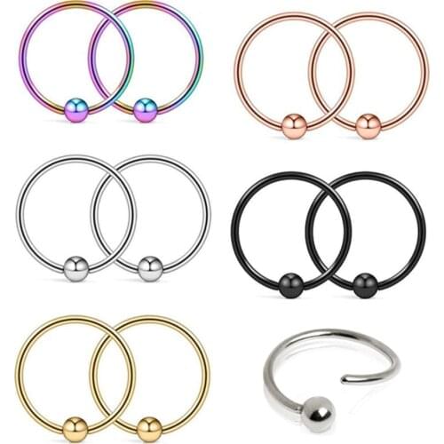 JUNLOWPY 20G Stainless Steel Nose Rings Cartilage Helix Ear Hoop Piercing Studs Tragus Earring Wholesale Body Jewelry 100/200pcs