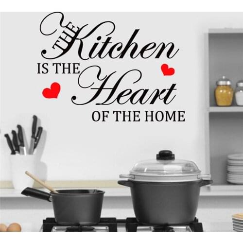 Kitchen Is The Heart Of Home Wall Sticker Art Quote Vinyl Home Decoration Kitchen Decals Removable Self-adhesive Murals 3518