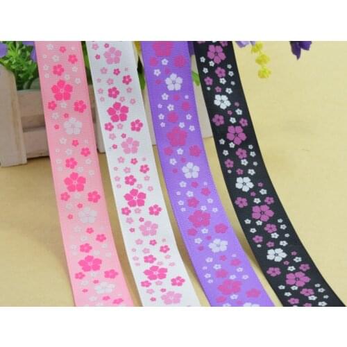 25mm width, flower printed ribbons Polyester Grosgrain ribbon, lace satin ribbons DIY hairbow accessories, gift package #3218