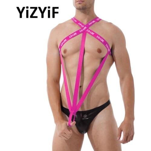 Men Bandage Bodysuit Gay Male Sissy Underwear String Bodysuit Jockstrap Exotic Harness Lingerie