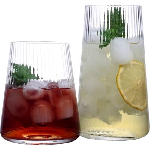 Set of 2 Creative Handmade Blown Lead-Free Crystal Highball Glasses for Bar Juice Beverages Whiskeys 10oz/15 oz
