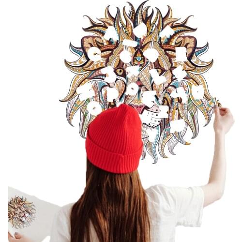 Color Animal Art Pattern DIY Puzzle Cartoon Lion Wall Paste Children Room Living Room Bedroom Study Diy Hd Sticker Wall Decal