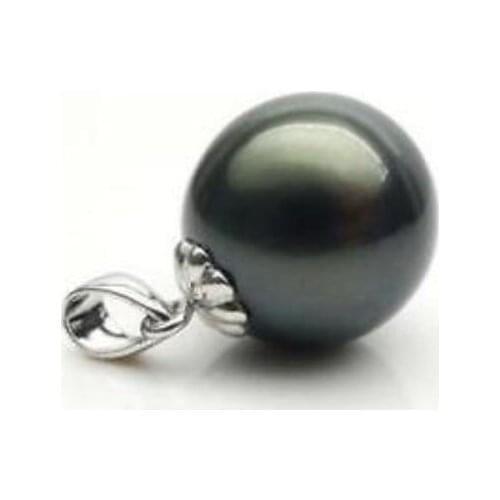 Natural AAA 11-11.5 mm Black Green Tahitian Pearl necklace Pendant
