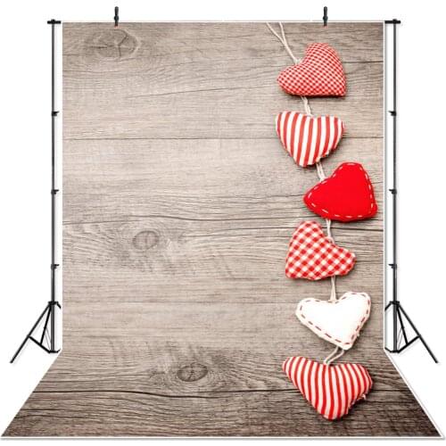 NeoBack Vinyl Printed Children Photography Backdrop New Born Baby Indoor Valentine Heart Chain Wood Photocall Banner Booth
