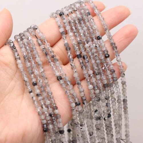 New Style Natural Stone Bead Section Black Rutilated Quartz Small Beads For DIY Jewelry Making Necklace Bracelet Accessory