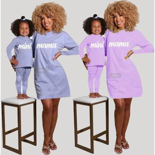 Mommy and Me Clothe Mother and Daughter Clothes Solid Letter Mother Daughter Dresses Family Matching Clothes