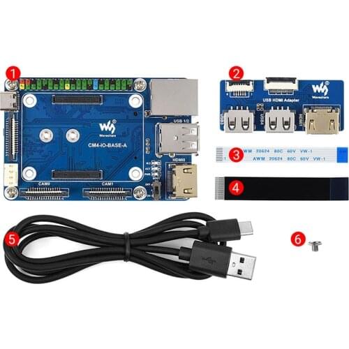 Raspberry Pi Compute Module 4 IO Expansion Board Kit, CM4 IO Base Board with USB HDMI Adapter