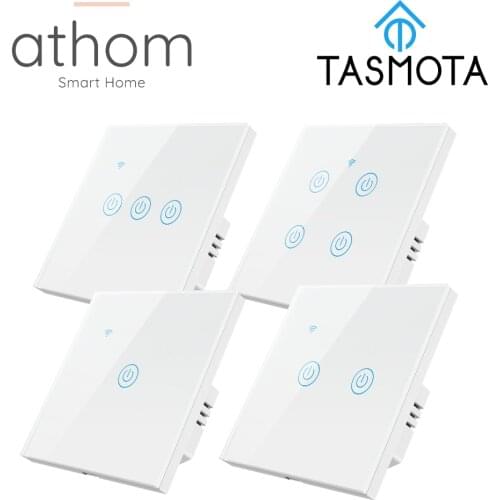 ATHOM pre Flashed Tasmota No Neutral and With Neutral Dual mode EU WiFi switch Touch Key 1 /2/3/4 gang