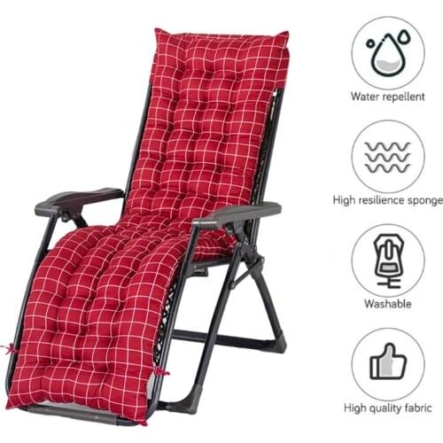Patio Sun Lounger Recliner Cushion Replacement Plaid Sunbed Garden Furniture Non-Slip Lounge High Back Chair Pad Mat with