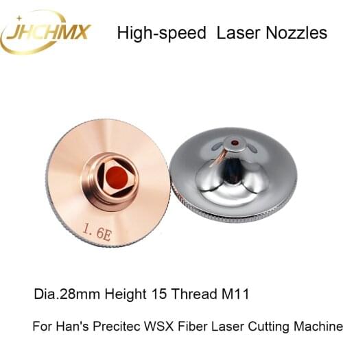 JHCHMX Fiber Laser Nozzles Dia.28mm H15 M11High-speed Chrome Plated Double Layer Caliber 1.0E-4.0E for Hans Precitec WSX Laser
