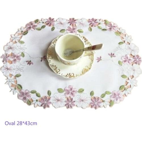 Modern Lace satin Placemat coffee Embroidery Table place Mat cloth Doily Cup tea Coaster mug Christmas dining drink Pad kitchen