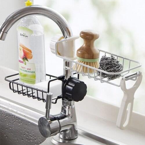 Storage Rack Kitchen Sink Supplies Sink Storage Rack Faucet Drain Rack Stainless Steel Sponge Rag Iron Hanging Basket