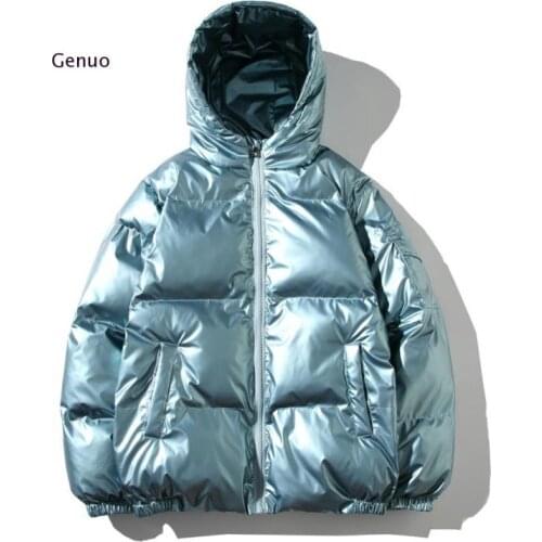 Warm Coat Men Solid Reflective Mens Winter Jackets and Coats Outerwear Thick Mens Clothing Windbreaker Hip Hop Palka Jackets