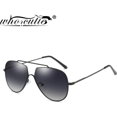 WHO CUTIE Aviation Sunglasses Oversized Women 2019 Vintage Brand Design Pilot Frame Gradient Lens Sun Glasses Black Sunnies S017