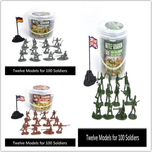 100 Military Personnel Small Model 12 Styles with National Flag Army Battle Military Model Strategies Children Military Toy Set