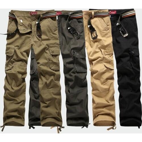 2021 Men Casual Cotton Cargo Pants Elastic Outdoor Hiking Trekking Tactical Sweatpants Male Military Multi-Pocket Combat Trouser