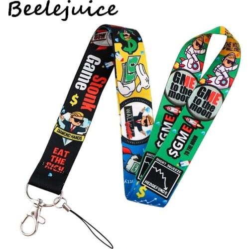 24pcs Wall Street Funny Cartoon Lanyard Badge ID Mobile Phone Key Lanyard Neck Straps Accessories webbings ribbons Decorations