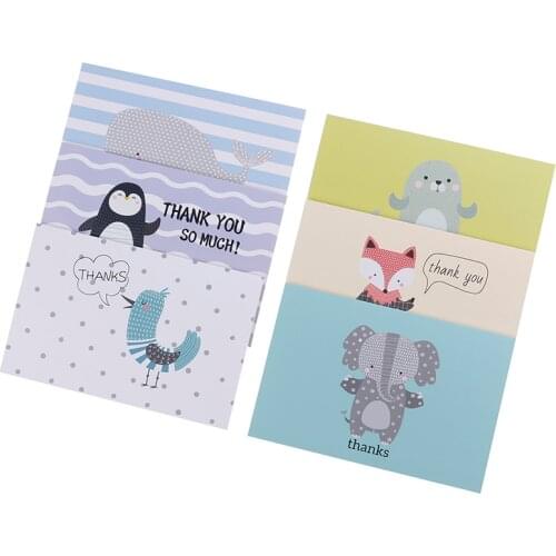 6pcs/set Thank You Cards Birthday Card For Kids Note Cards With Envelopes