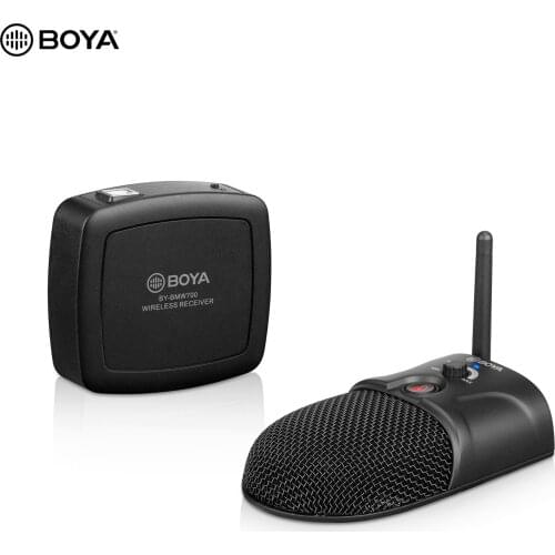 BOYA Wireless Conference Microphone Omnidirectional 2.4G System 360° Pickup with Volume Control Mute Button for Desktop Computer